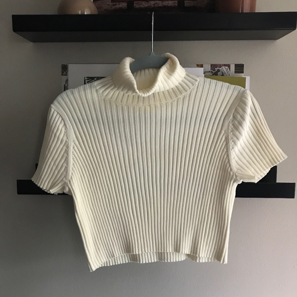 White Turtleneck Sweater Crop Tee